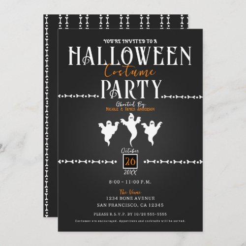 Ghosts and Bones Halloween Costume Party  Invitation