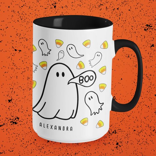 Ghosts and Candy Corn Custom Name Mug