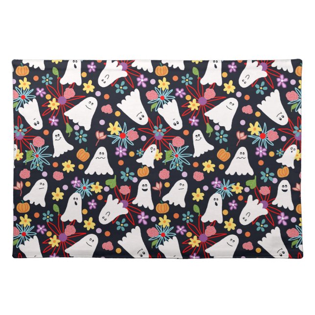 Ghosts and Flowers Cloth Placemat (Front)