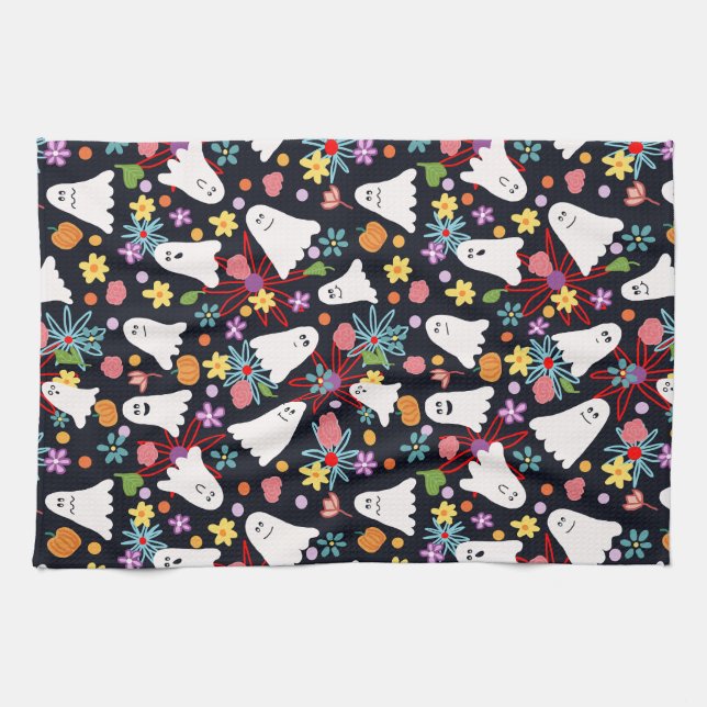 Ghosts and Flowers Kitchen Towel (Horizontal)