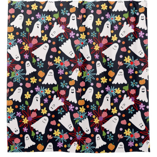 Ghosts and Flowers Shower Curtain (Front)