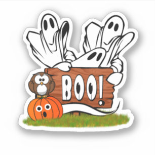Ghosts and Friends Halloween Sticker