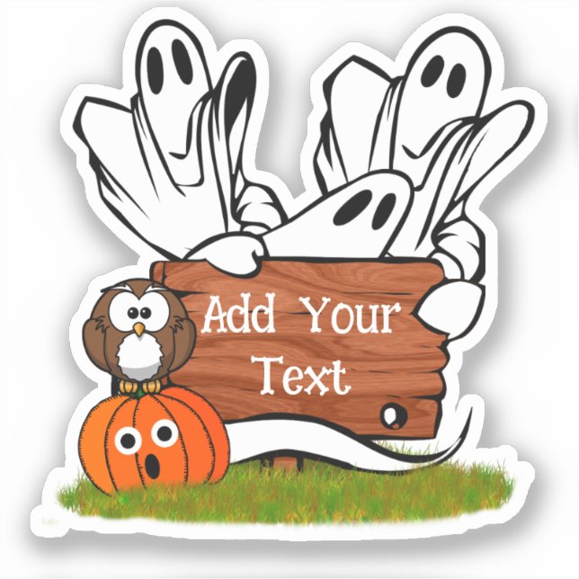 Ghosts and Friends Halloween Sticker (Front)