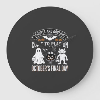 Ghosts and Goblins Halloween October Final Day_1 Large Clock