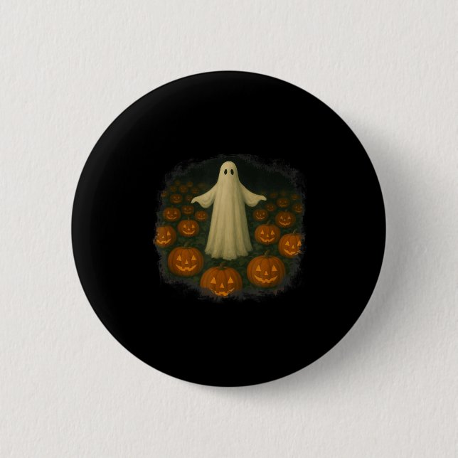 Ghosts And Pumpkins! Halloween!  Button (Front)