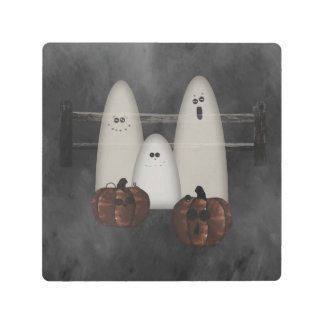 Ghosts And Pumpkins Halloween Metal Print