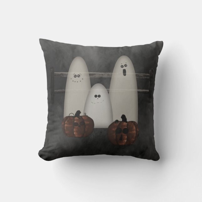 Ghosts And Pumpkins Halloween Pillow (Front)