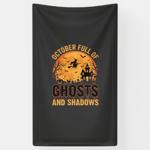 Ghosts and Shadows Halloween Moon Design Banner
