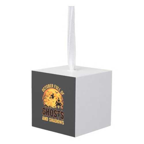 Ghosts and Shadows Halloween Moon Design Cube Ornament