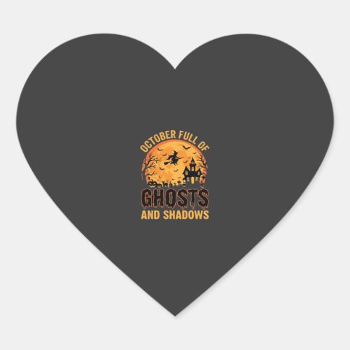 Ghosts and Shadows Halloween Moon Design Heart Sticker