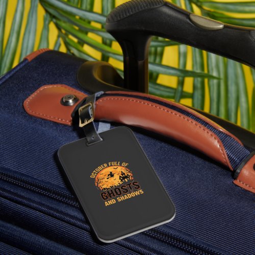 Ghosts and Shadows Halloween Moon Design Luggage Tag
