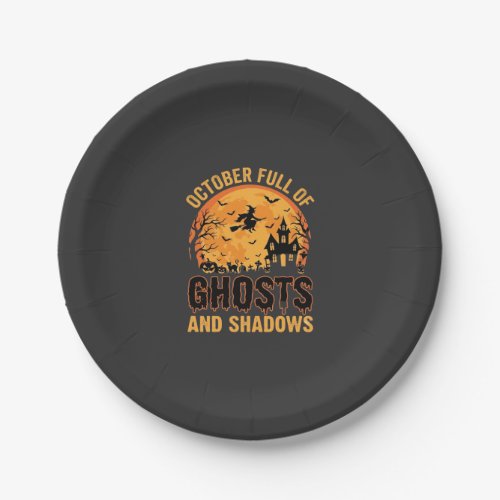 Ghosts and Shadows Halloween Moon Design Paper Plates