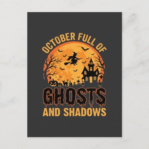 Ghosts and Shadows Halloween Moon Design Postcard