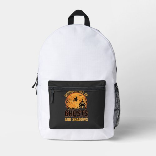 Ghosts and Shadows Halloween Moon Design Printed Backpack
