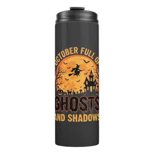 Ghosts and Shadows Halloween Moon Design Thermal Tumbler