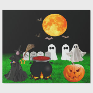 Ghosts and Witches Wrapping Paper