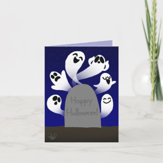 Ghosts Behind Tombstone Halloween Card