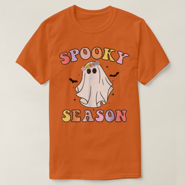 Ghosts Costume Groovy Ghost Spooky Season Retro Ha T-Shirt (Design Front)