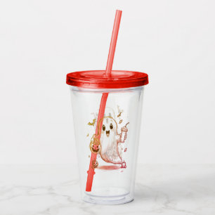 Ghosts Eating Candies Fun Scattered Halloween  Acrylic Tumbler