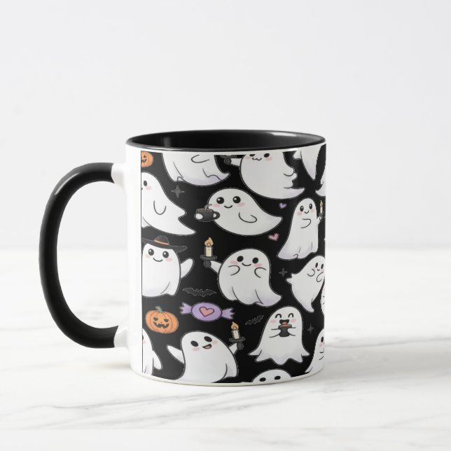 Ghosts Everywhere Spooky Fun Halloween Mug (Left)