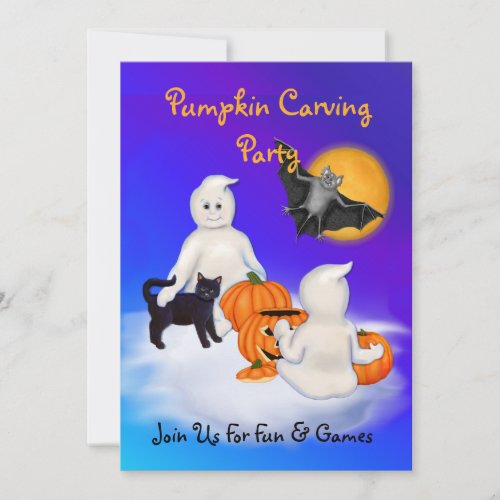 Ghosts  Friends Pumpkin Carving Party Invitation