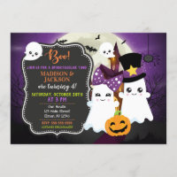 Ghosts Halloween Birthday Invitation for Twins