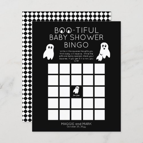 Ghosts Halloween Boo_tiful Baby Shower Bingo Invit