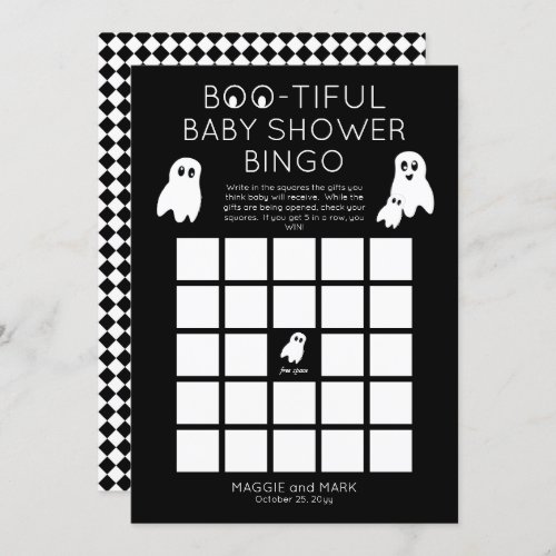 Ghosts Halloween Boo_tiful Baby Shower Bingo Invitation