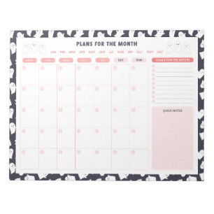 Ghosts Halloween Monthly To Do List Planner Notepad