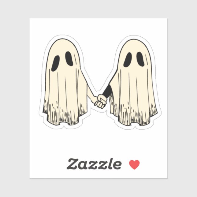 Ghosts Holding Hands Sticker (Sheet)