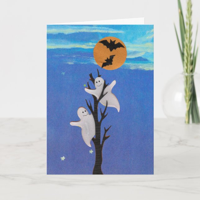 Ghosts in a Tree Halloween Card (Front)