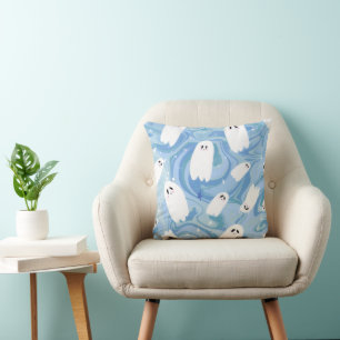 GHOSTS IN BLUE THROW PILLOW