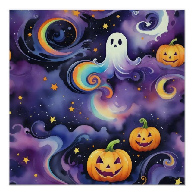 Ghosts in Orbit, Spooky Fun in a Cosmic  Poster (Front)
