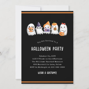 Ghosts Kids Halloween Party Invitation