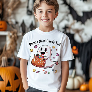 Ghosts Need Candy Too! Kids Halloween T-Shirt