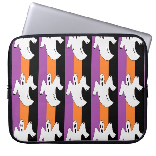 Ghosts on colorful stripes laptop sleeve