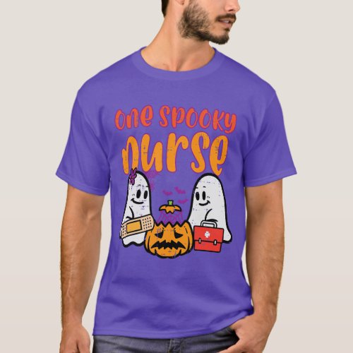 Ghosts One Spooky Nurse Halloween Nurse Fall Scrub T_Shirt
