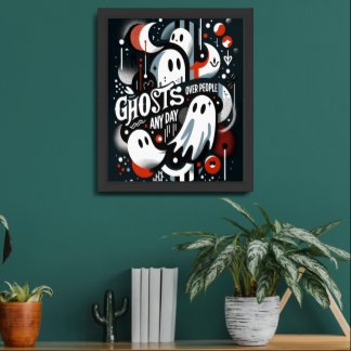  Ghosts Over People - Fun & Quirky Ghost  Framed Art