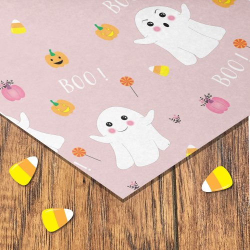 Ghosts Pattern Pink Tissue Paper