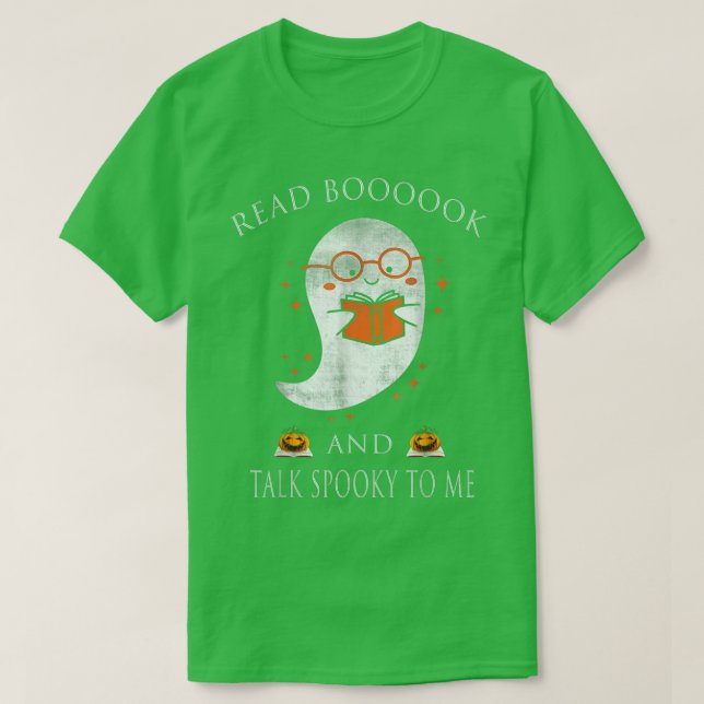 Ghosts Reading Books Teacher Halloween Librarian B T-Shirt (Design Front)