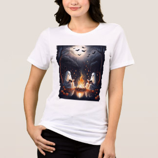 Ghosts Reading by the Campfire Halloween T-Shirt Tri-Blend Shirt