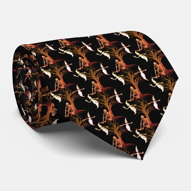 Ghosts Skeleton Funny Halloween  Neck Tie (Rolled)