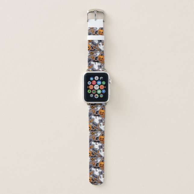 Ghosts Spooky and Creepy Cute Monsters Apple Watch Band (Front)