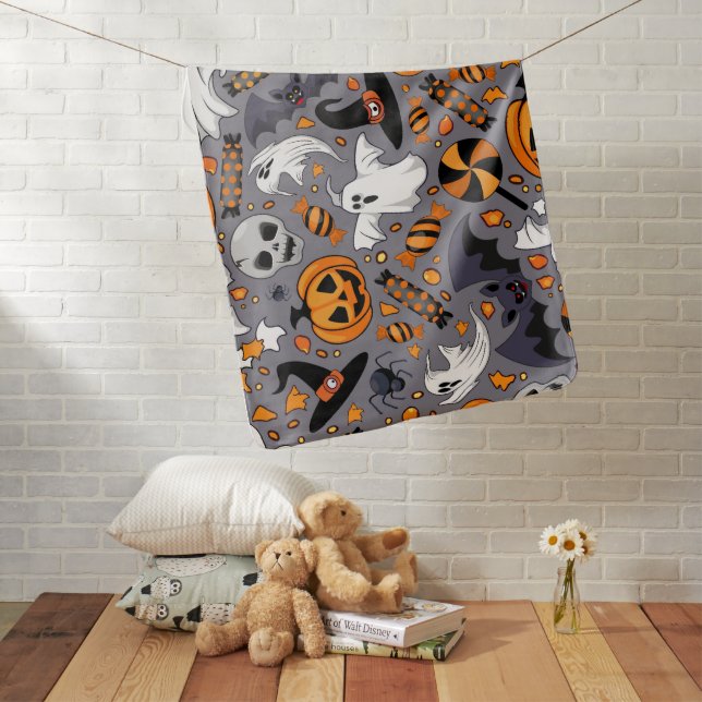 Ghosts Spooky and Creepy Cute Monsters Baby Blanket (In Situ)