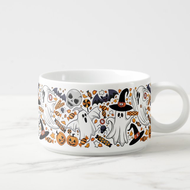 Ghosts Spooky and Creepy Cute Monsters Bowl (Left)