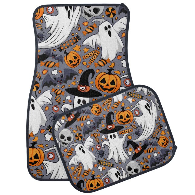 Ghosts Spooky and Creepy Cute Monsters Car Floor Mat (Set)