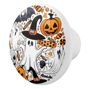 Ghosts Spooky and Creepy Cute Monsters Ceramic Knob