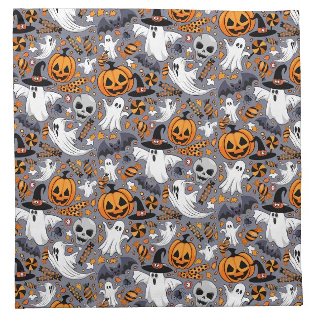 Ghosts Spooky and Creepy Cute Monsters Cloth Napkin (Front)