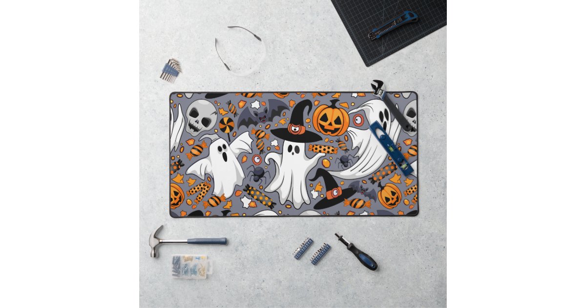 Ghosts Spooky and Creepy Cute Monsters Desk Mat | Zazzle