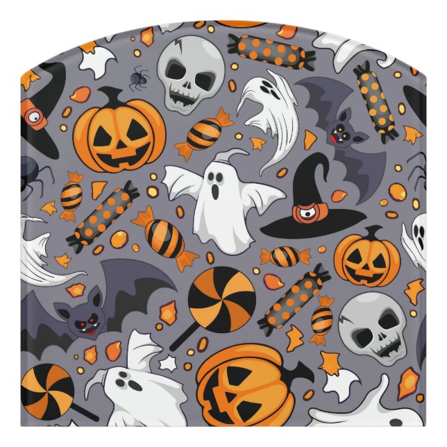 Ghosts Spooky and Creepy Cute Monsters Door Sign (Contour Front)